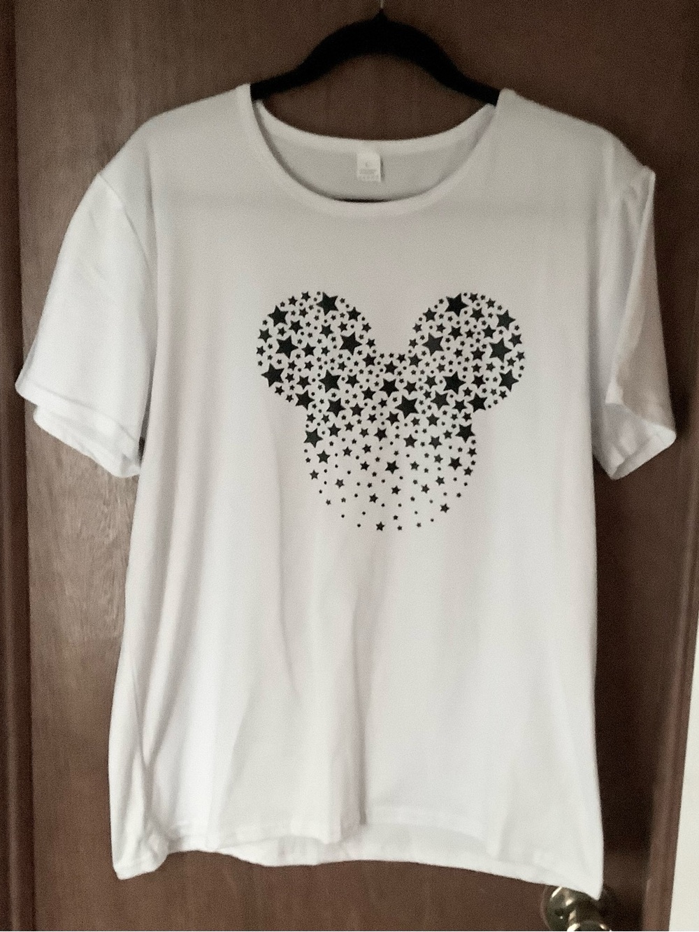 White NWOT T-Shirt with Black Star Mickey Silhouette